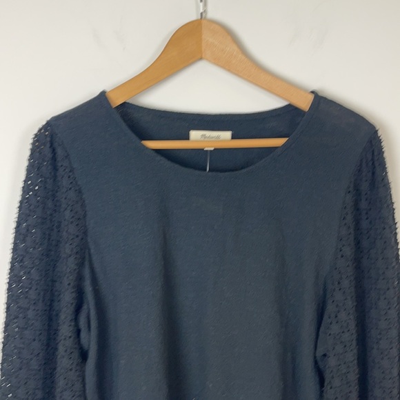 Madewell Texture & Thread Eyelet Mix Ruffle-Sleeve Top Black Size Extra Large - Picture 2 of 11